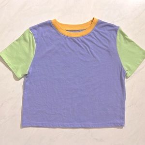 Color Block Cropped Tee